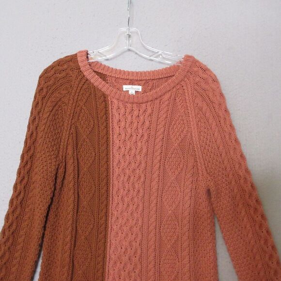 LL Bean‎ Signature Sweater Small Fisherman Cable Knit Zipper Tunic Colorblock - Picture 4 of 11